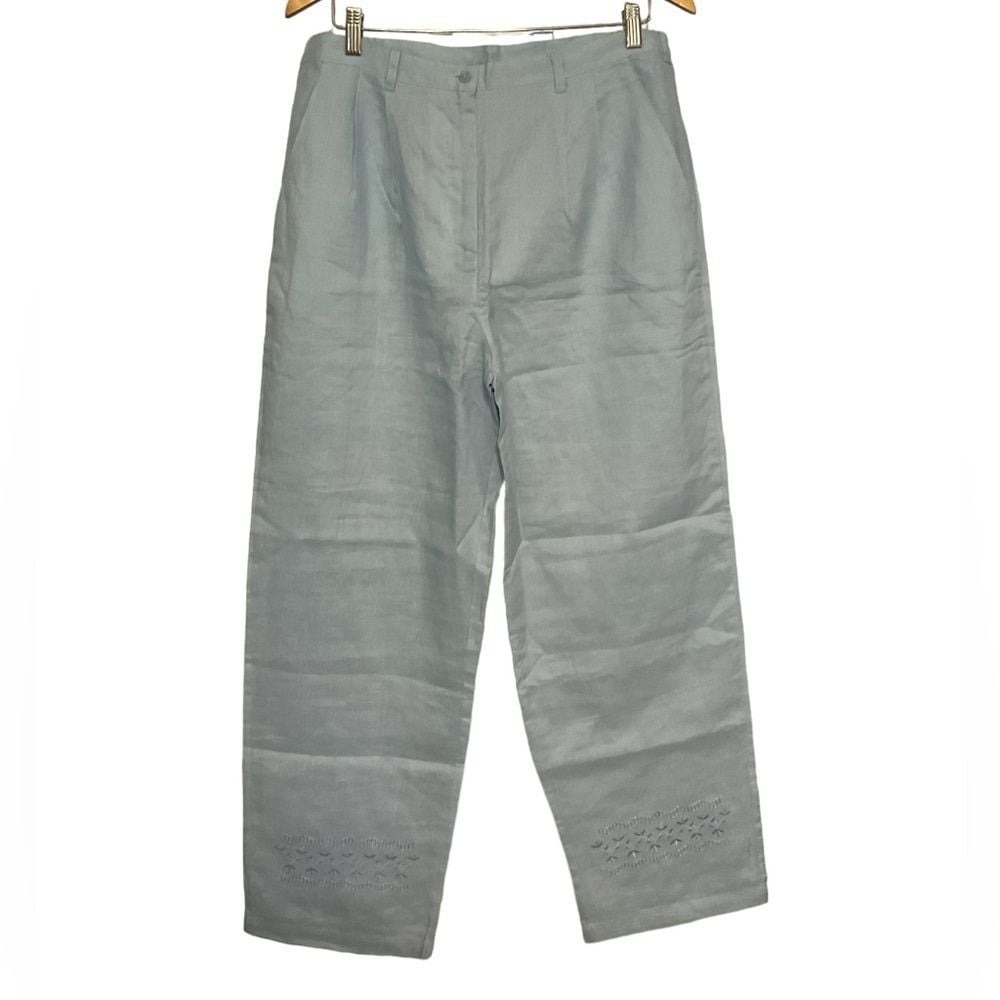 Eternia 100% linen blue‎ lined high waisted pants size L